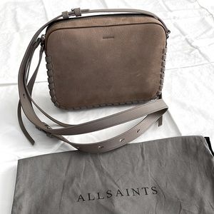 All Saints taupe soft leather crossbody handbag, never worn